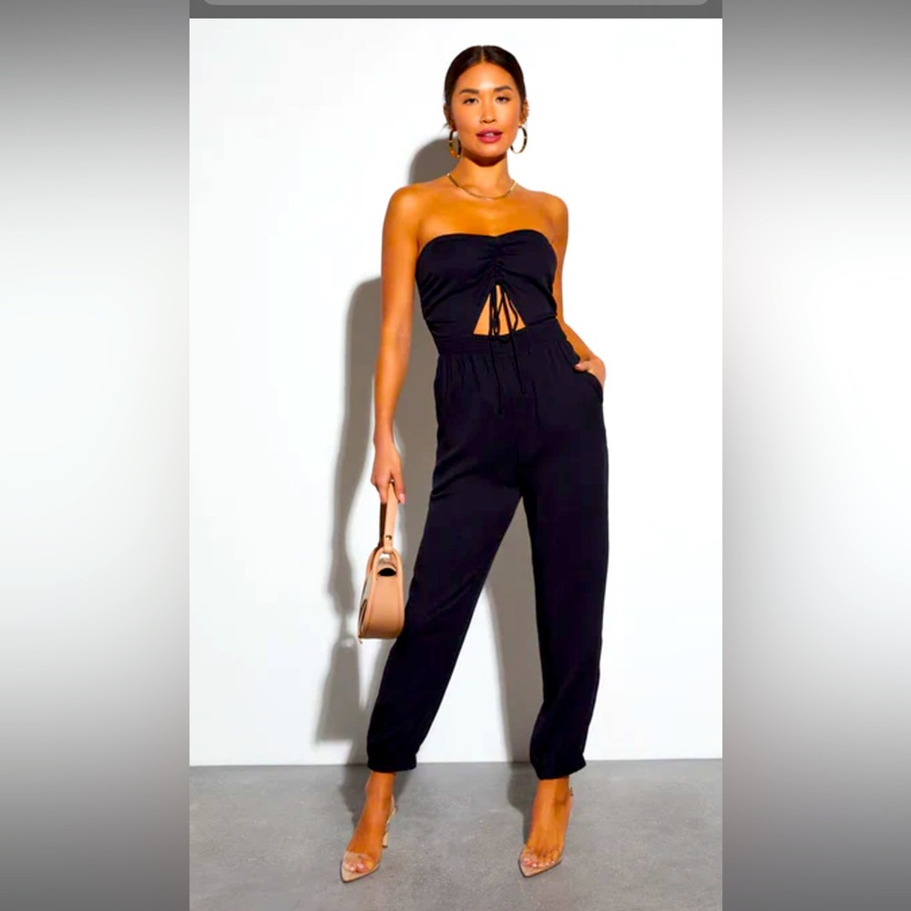 Francine Pocketed Strapless Cutout Jumpsuit
